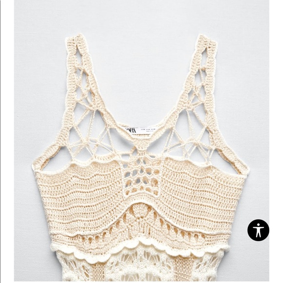 NWT ZARA LIMITED EDITION OPEN WORK CROCHETED KNIT DRESS - Picture 8 of 11